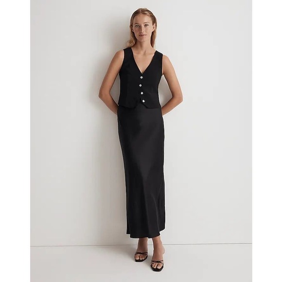 Madewell Black Katrina Crop Vest Top in Softdrape Size 14 - Picture 1 of 8